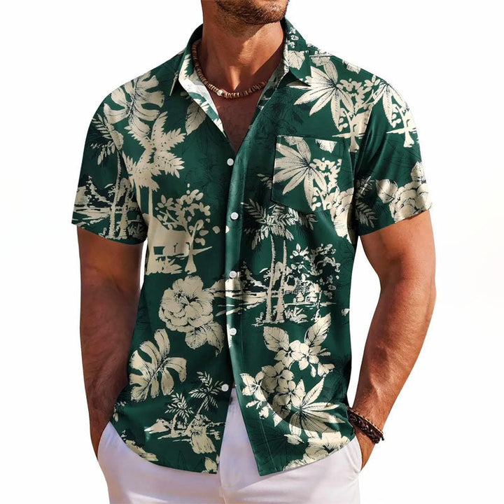 Derek - Men's Floral Print Short-Sleeve Hawaiian Shirt