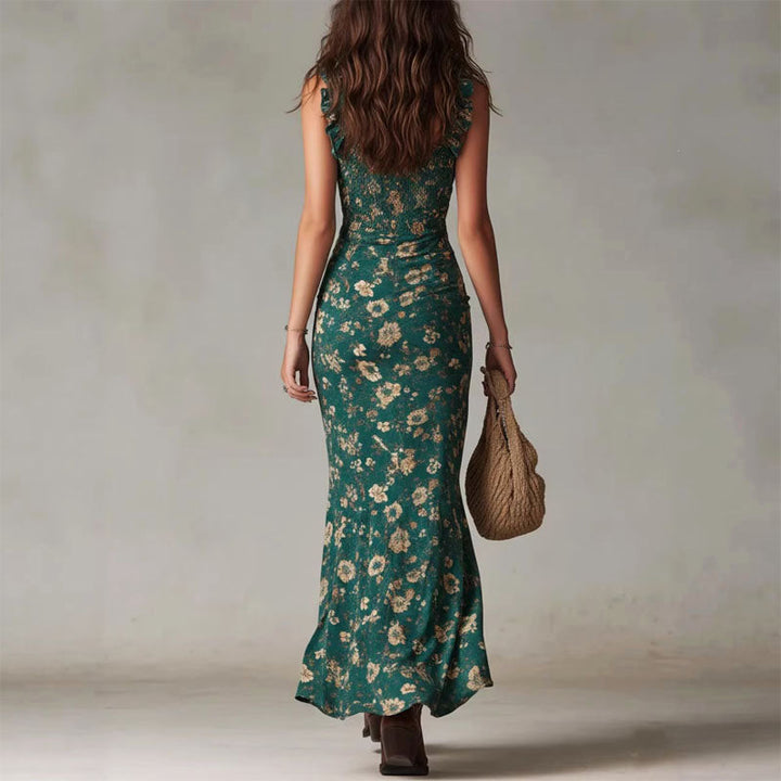 Dianne - Women's Boho Floral High-Slit Maxi Dress
