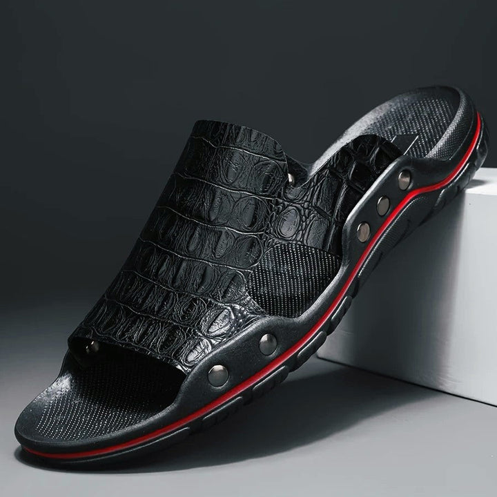 Donald - Men's Crocodile Texture Comfort Slide Sandals