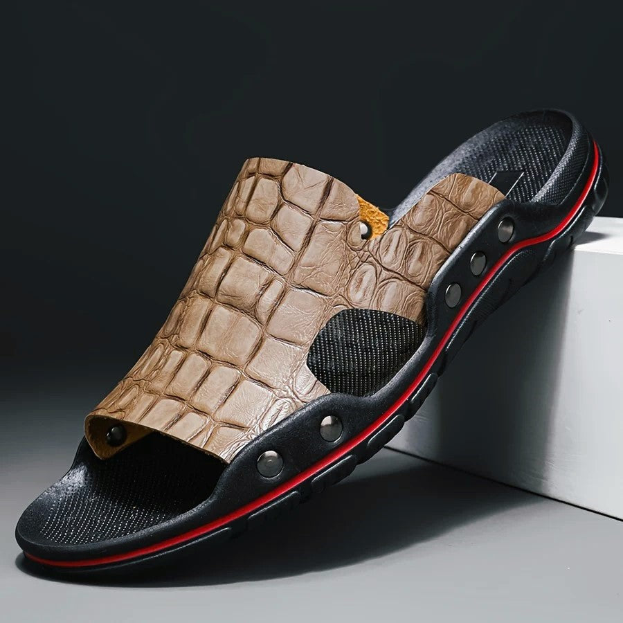 Donald - Men's Crocodile Texture Comfort Slide Sandals