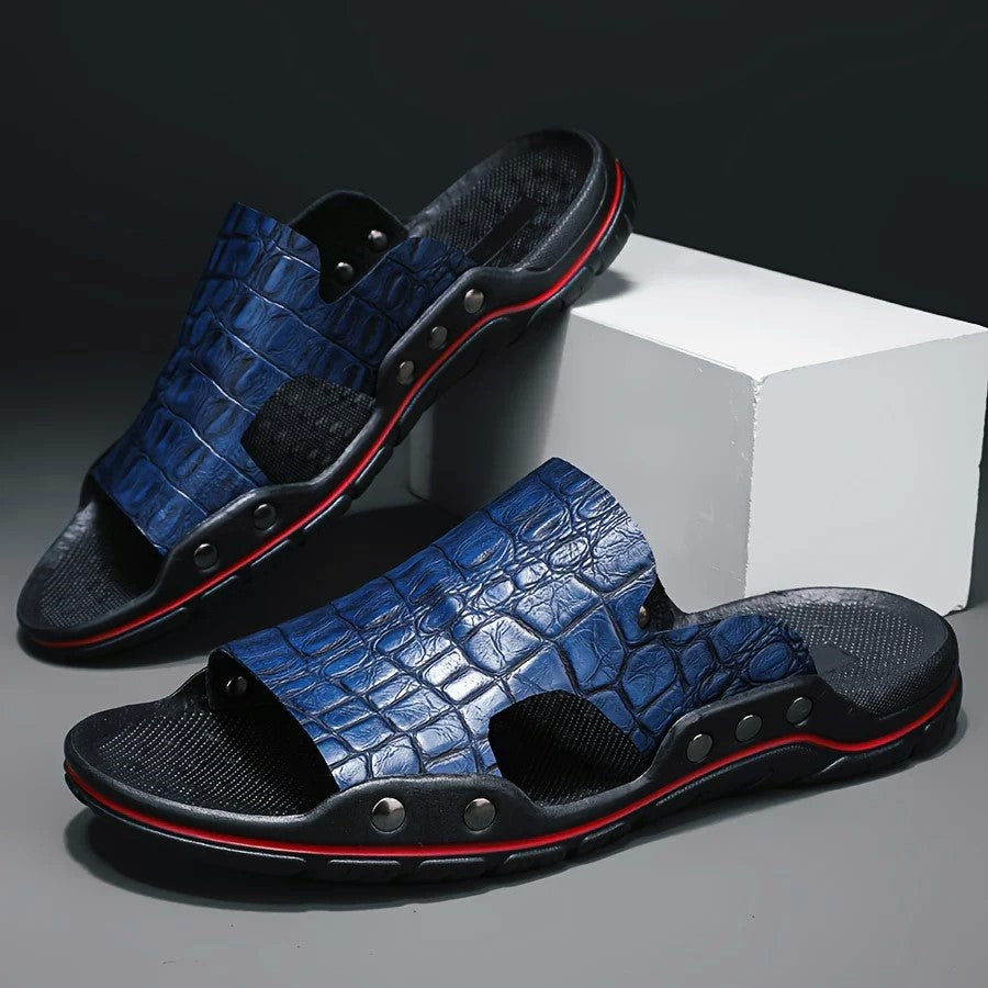 Donald - Men's Crocodile Texture Comfort Slide Sandals