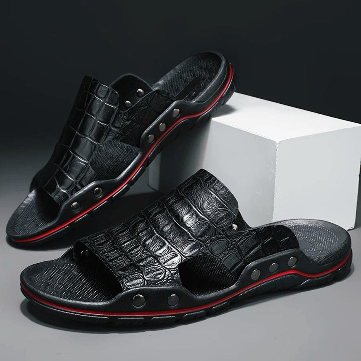 Donald - Men's Crocodile Texture Comfort Slide Sandals