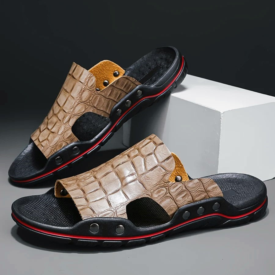 Donald - Men's Crocodile Texture Comfort Slide Sandals