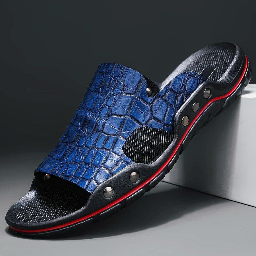 Donald - Men's Crocodile Texture Comfort Slide Sandals
