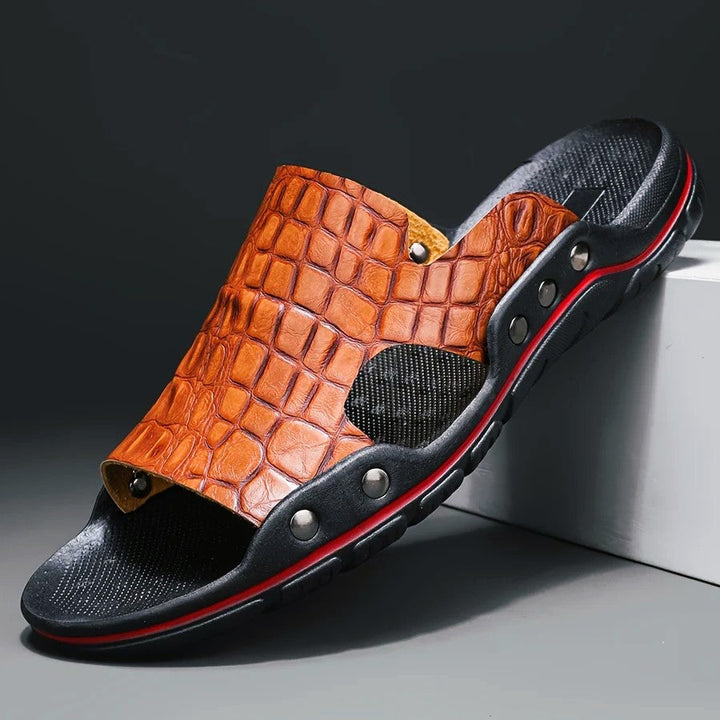Donald - Men's Crocodile Texture Comfort Slide Sandals