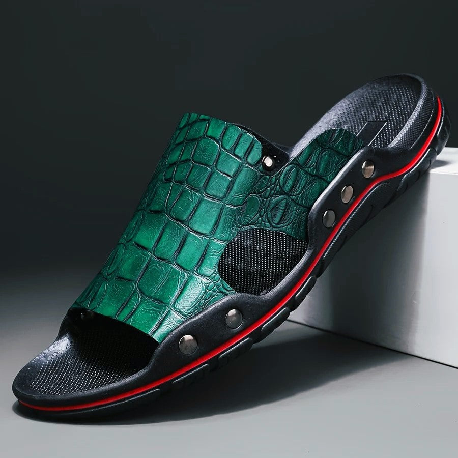 Donald - Men's Crocodile Texture Comfort Slide Sandals
