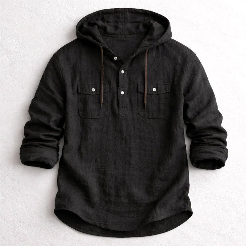 Dylan - Men's Cotton Hooded Button-Down Shirt