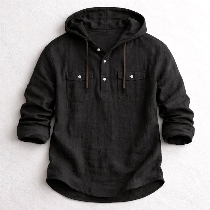 Dylan - Men's Cotton Hooded Button-Down Shirt