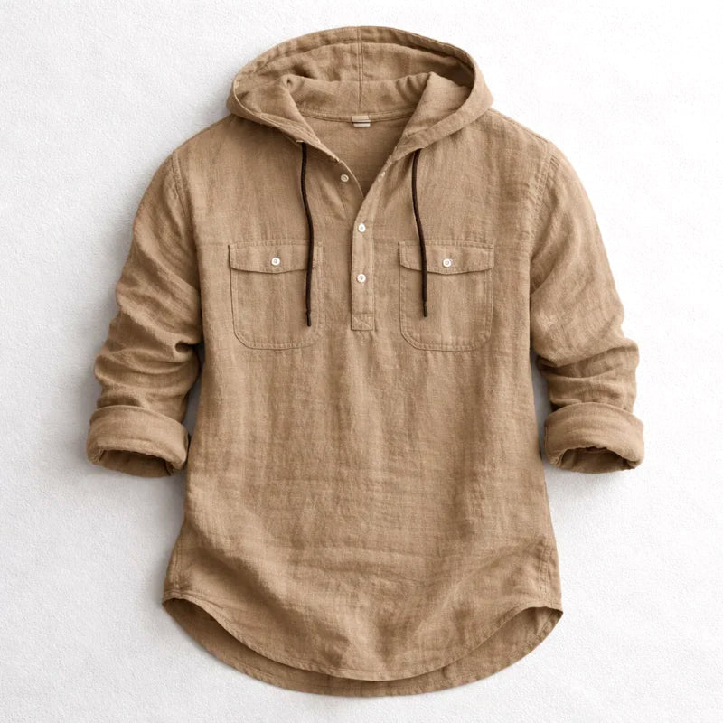 Dylan - Men's Cotton Hooded Button-Down Shirt