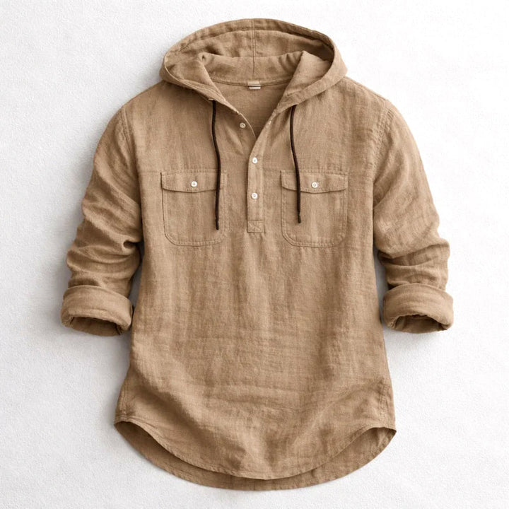 Dylan - Men's Cotton Hooded Button-Down Shirt