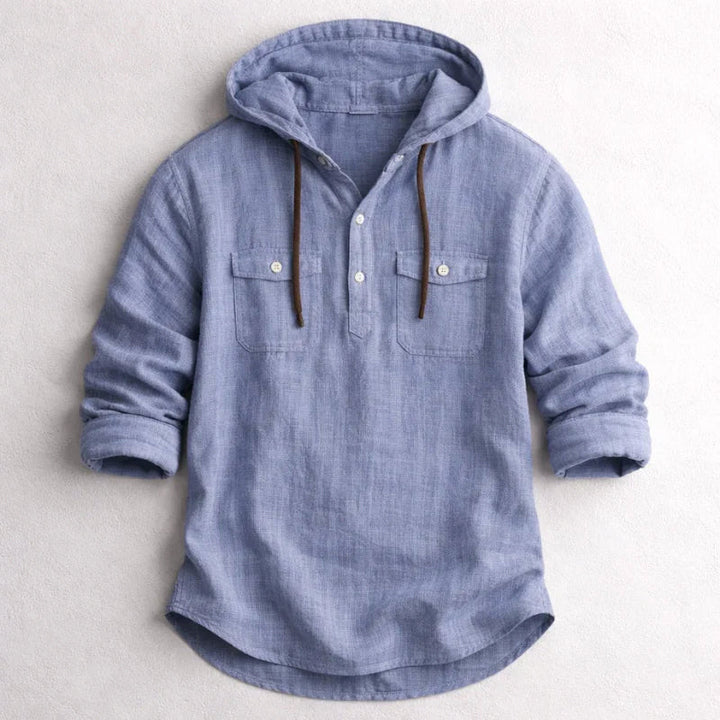 Dylan - Men's Cotton Hooded Button-Down Shirt