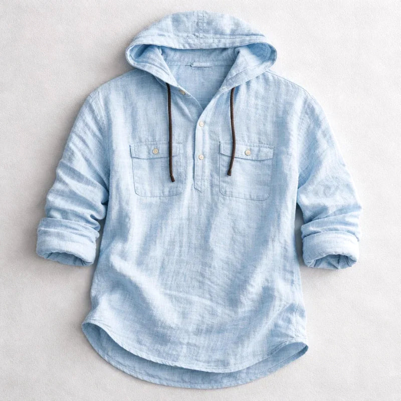 Dylan - Men's Cotton Hooded Button-Down Shirt