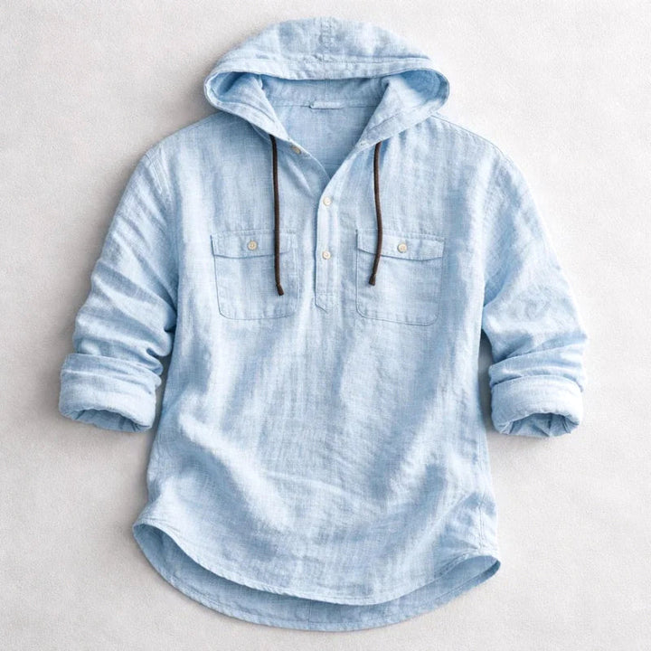 Dylan - Men's Cotton Hooded Button-Down Shirt