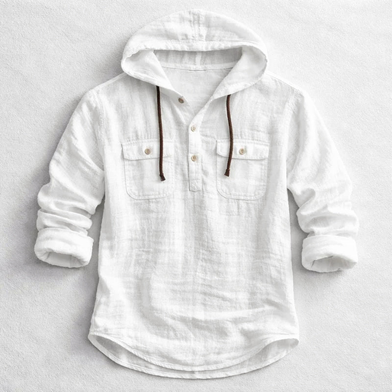 Dylan - Men's Cotton Hooded Button-Down Shirt