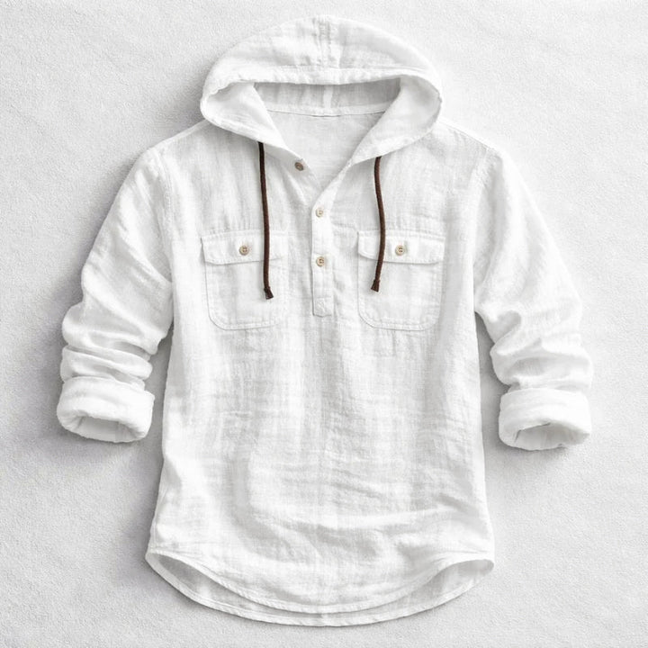 Dylan - Men's Cotton Hooded Button-Down Shirt