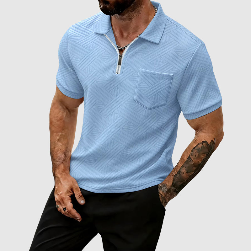 Dylan - Men’s Geometric Textured Zip Polo Shirt