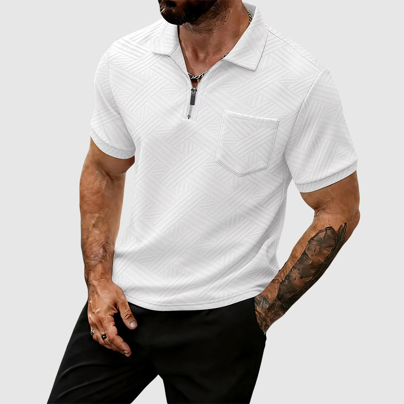 Dylan - Men’s Geometric Textured Zip Polo Shirt