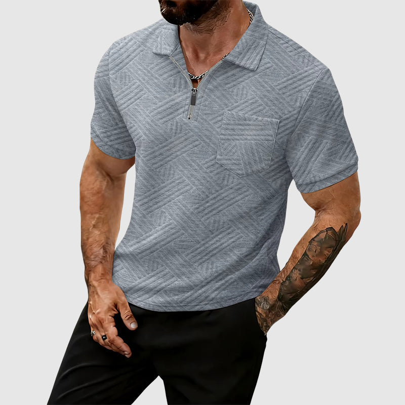 Dylan - Men’s Geometric Textured Zip Polo Shirt