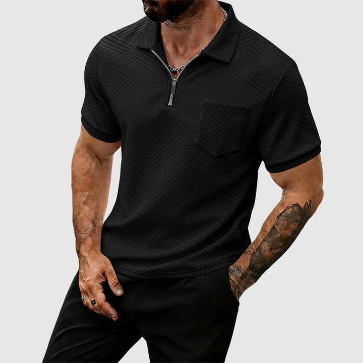 Dylan - Men’s Geometric Textured Zip Polo Shirt