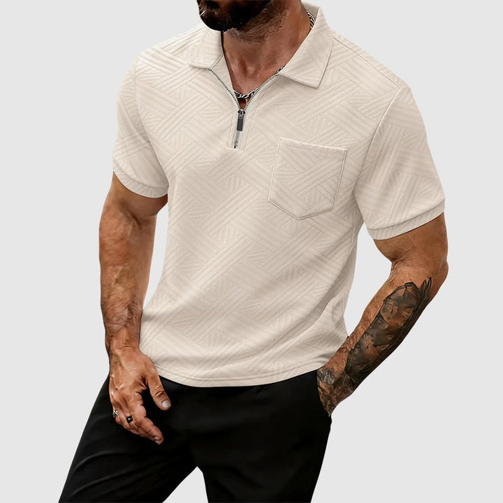 Dylan - Men’s Geometric Textured Zip Polo Shirt
