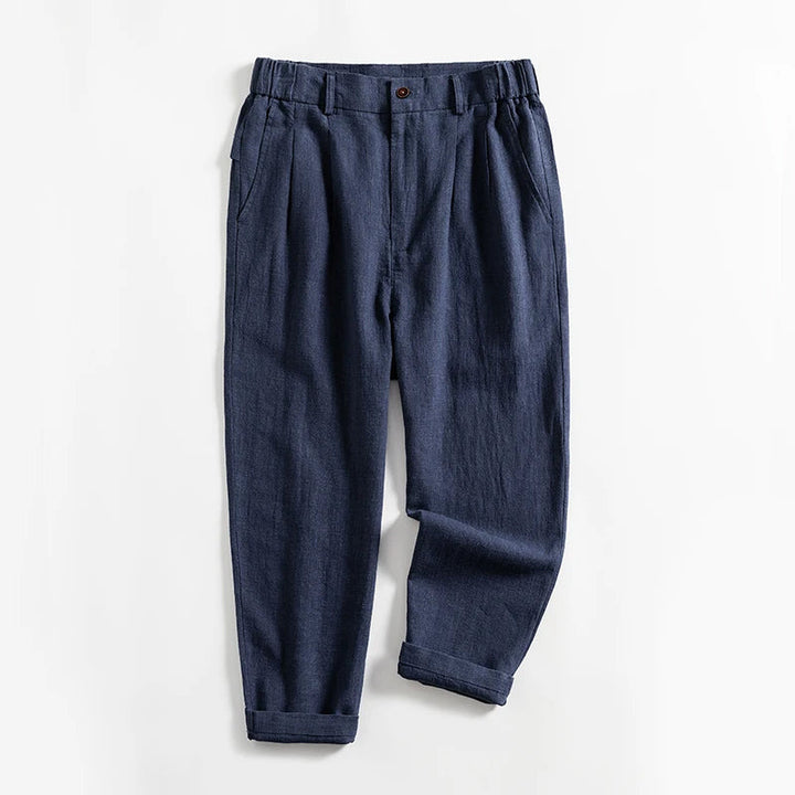 Edward Stone Calf-Length Pleated Linen Pants