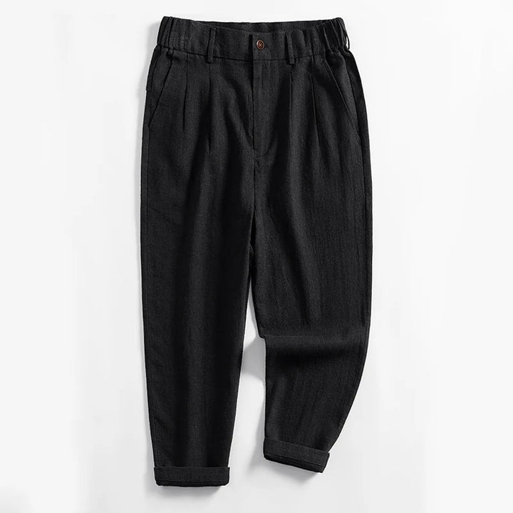 Edward Stone Calf-Length Pleated Linen Pants