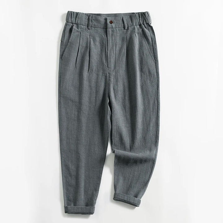 Edward Stone Calf-Length Pleated Linen Pants
