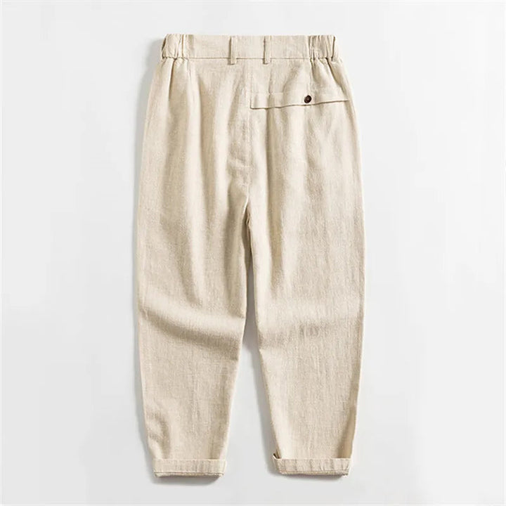 Edward Stone Calf-Length Pleated Linen Pants
