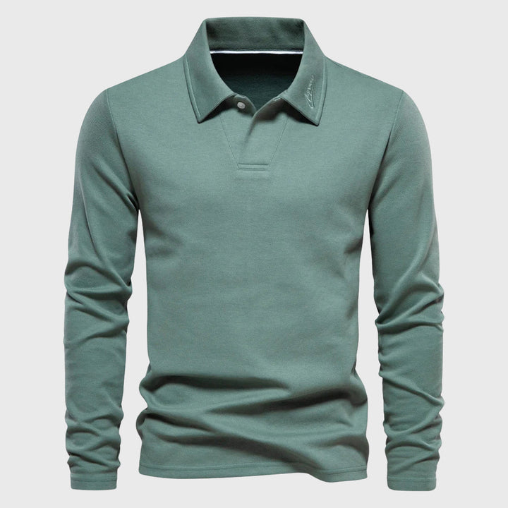 Edward Stone Cotton Long Sleeve Polo Shirt