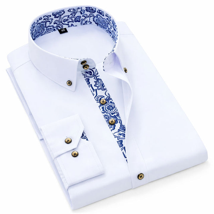 Edward Stone Dress Shirt with Patterned Inner Detail
