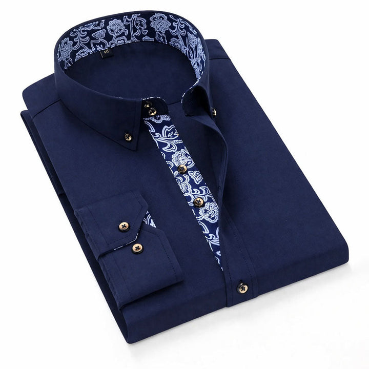 Edward Stone Dress Shirt with Patterned Inner Detail
