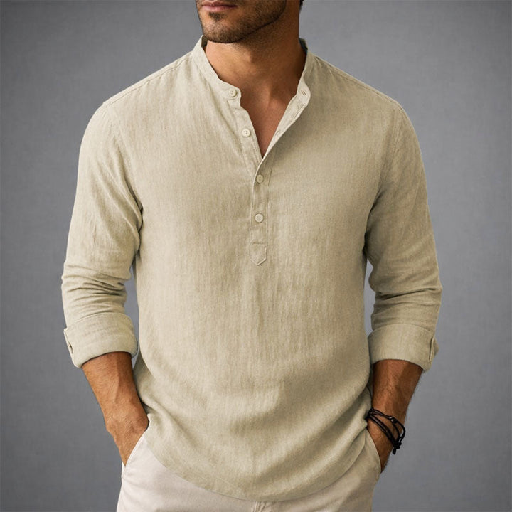 Edward Stone Henley Shirt with Stand Collar