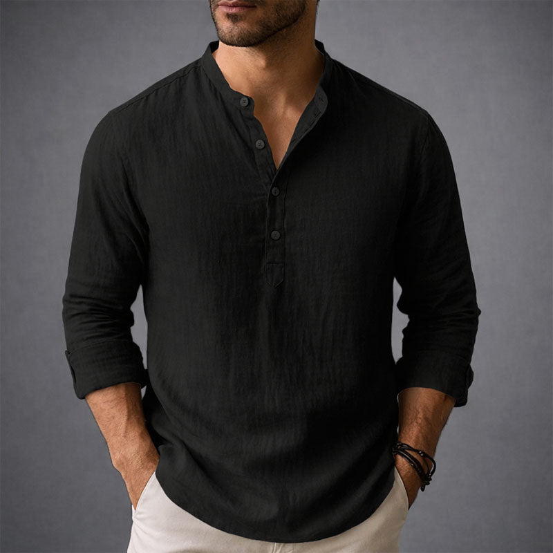 Edward Stone Henley Shirt with Stand Collar