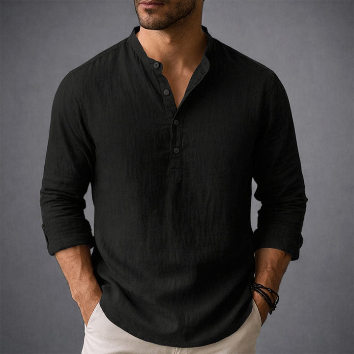 Edward Stone Henley Shirt with Stand Collar