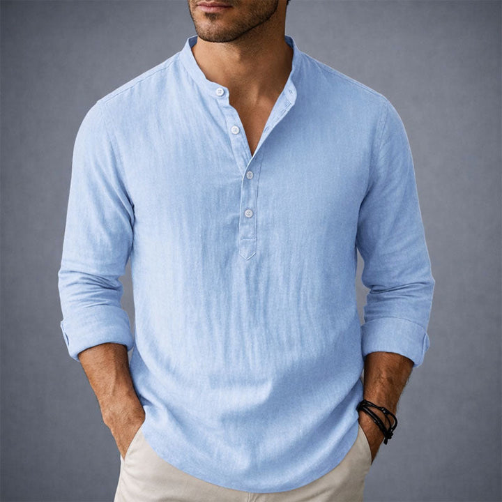 Edward Stone Henley Shirt with Stand Collar