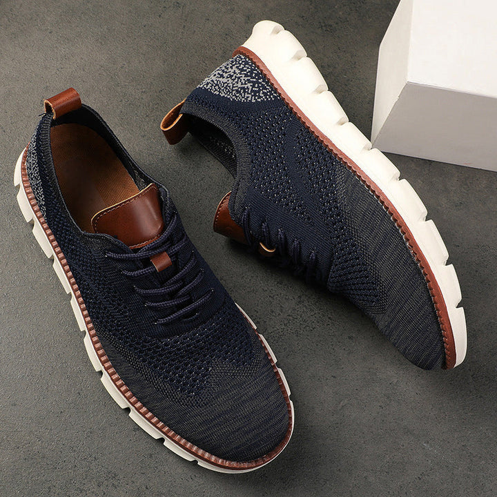Edward Stone Knit Lace-Up Casual Sneakers