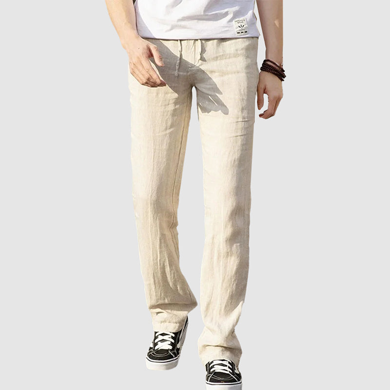 Edward Stone Linen Straight-Leg Pants