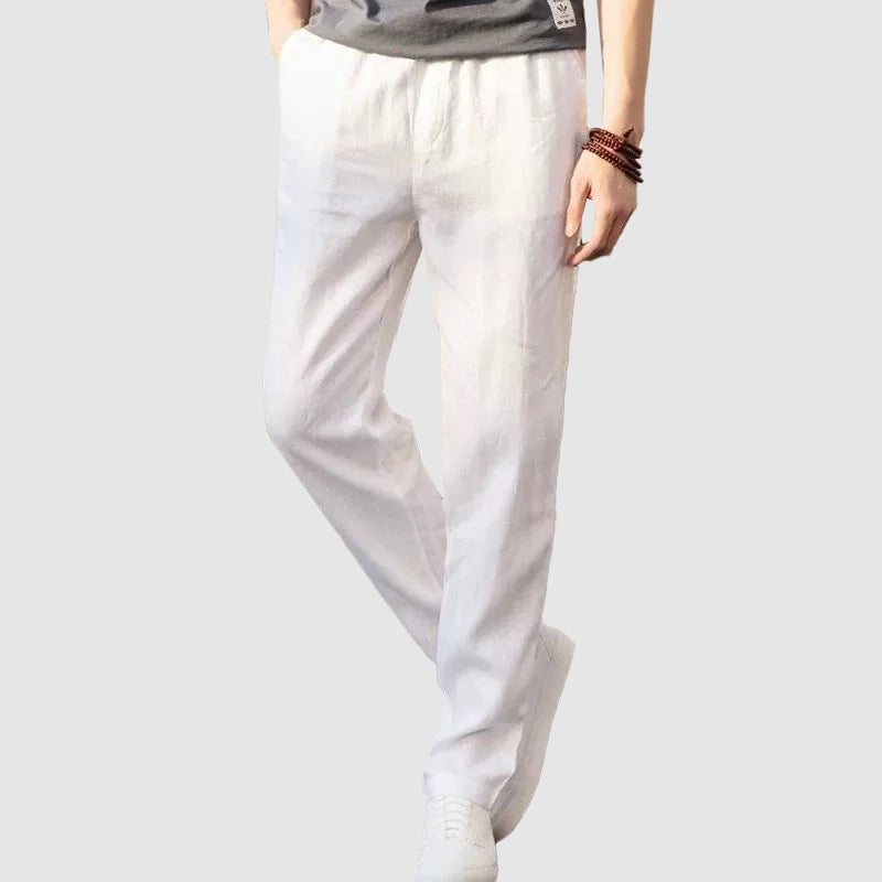 Edward Stone Linen Straight-Leg Pants