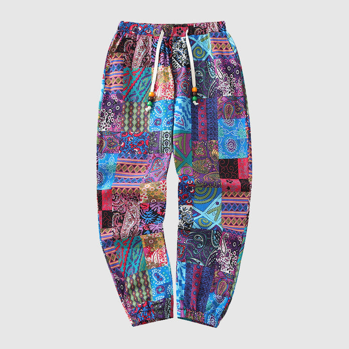 Edward Stone Patchwork Print Drawstring Pants