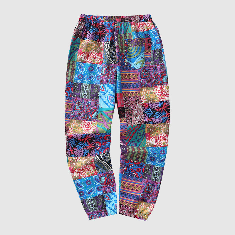 Edward Stone Patchwork Print Drawstring Pants