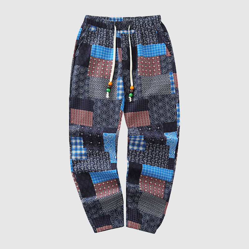 Edward Stone Patchwork Print Drawstring Pants