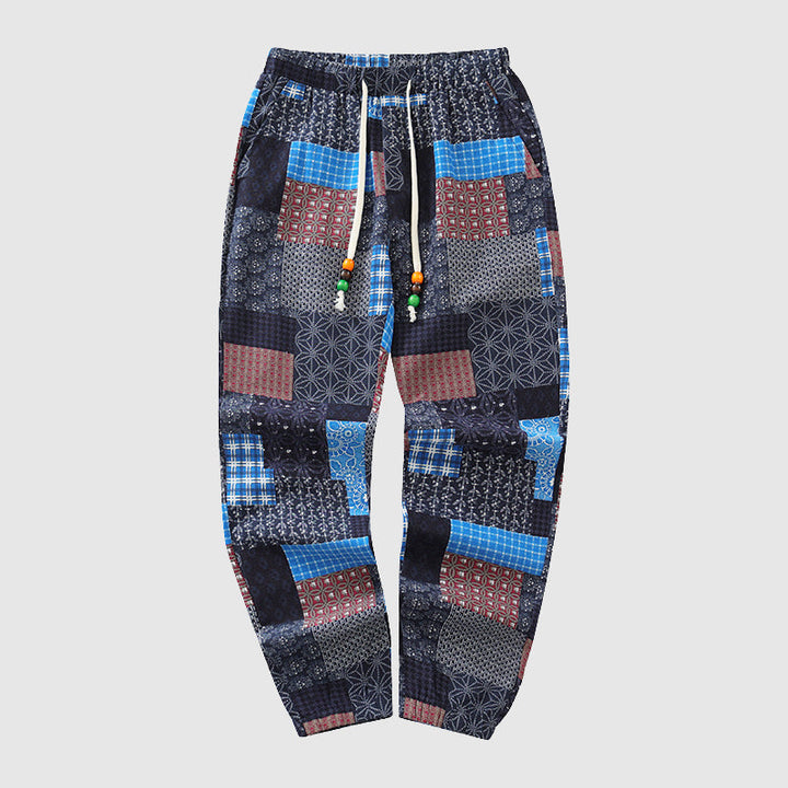 Edward Stone Patchwork Print Drawstring Pants