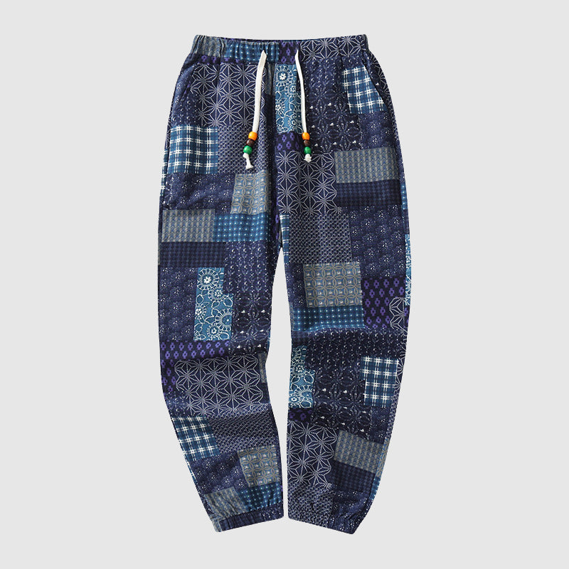 Edward Stone Patchwork Print Drawstring Pants