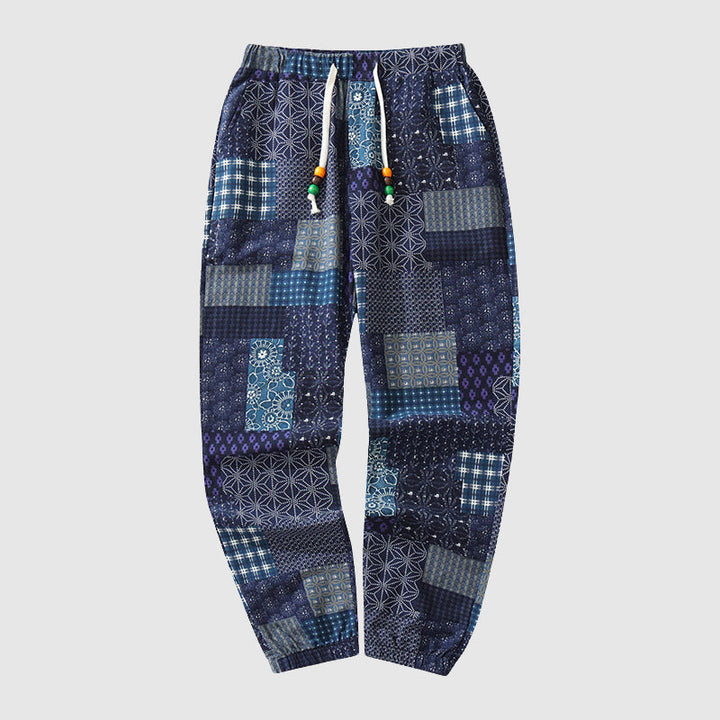 Edward Stone Patchwork Print Drawstring Pants