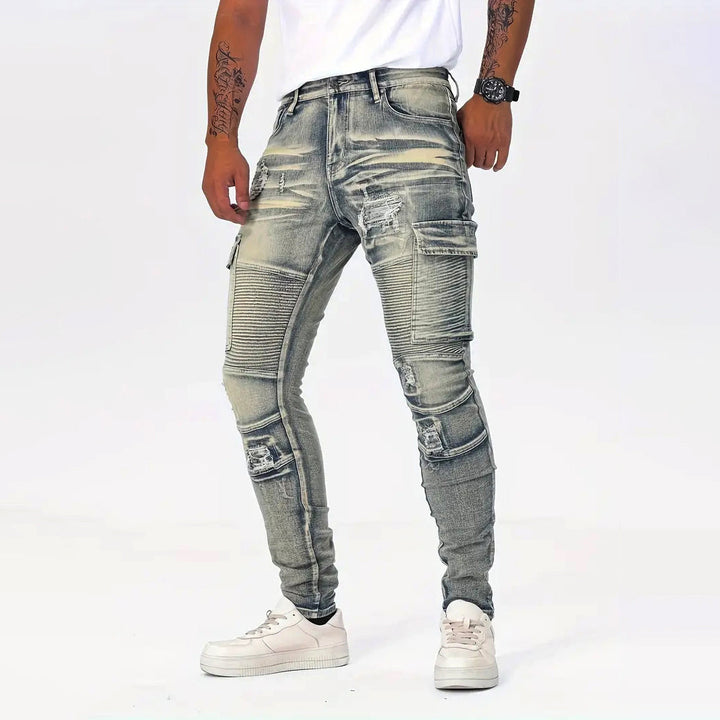 Edward Stone Slim Fit Cargo Denim Jeans