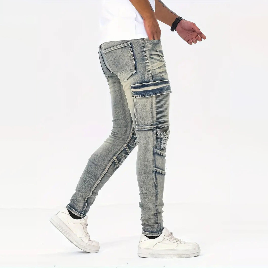Edward Stone Slim Fit Cargo Denim Jeans