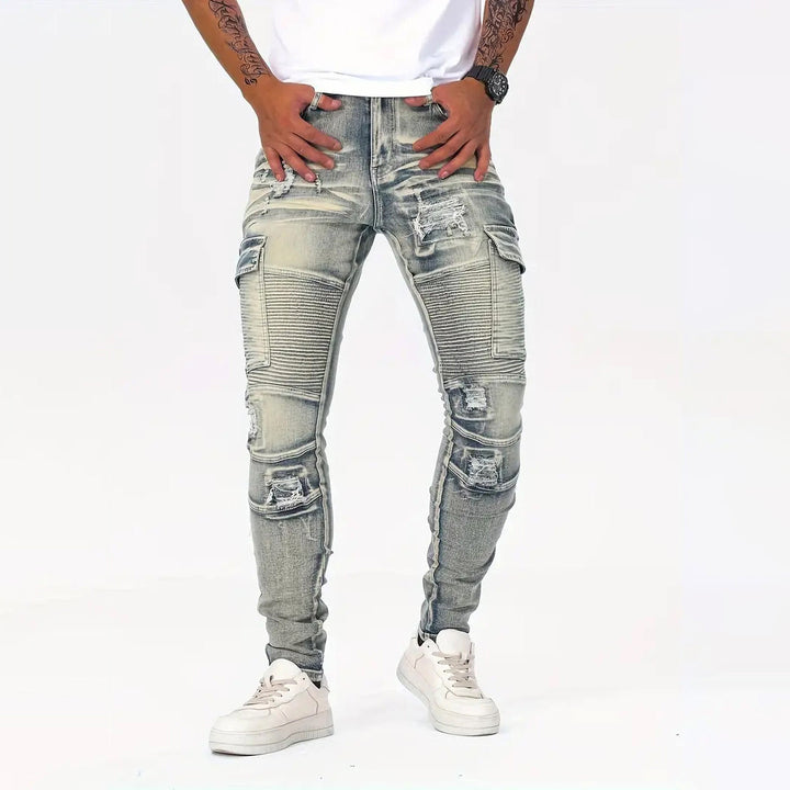 Edward Stone Slim Fit Cargo Denim Jeans