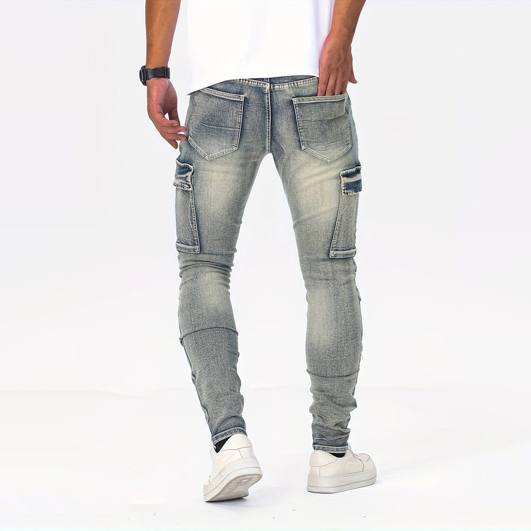 Edward Stone Slim Fit Cargo Denim Jeans
