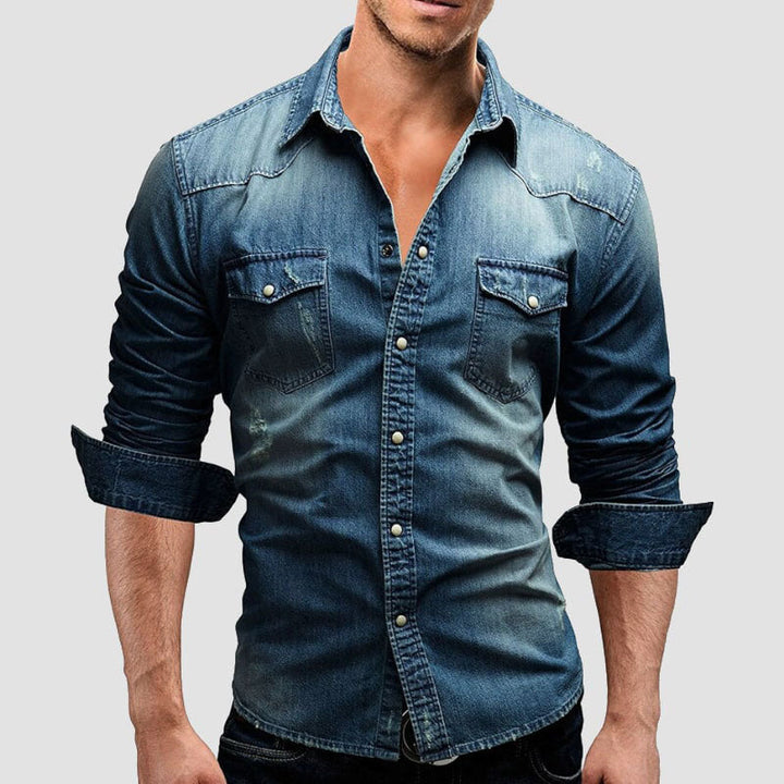 Edward Stone Slim Fit Denim Button Shirt
