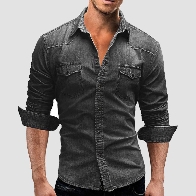 Edward Stone Slim Fit Denim Button Shirt